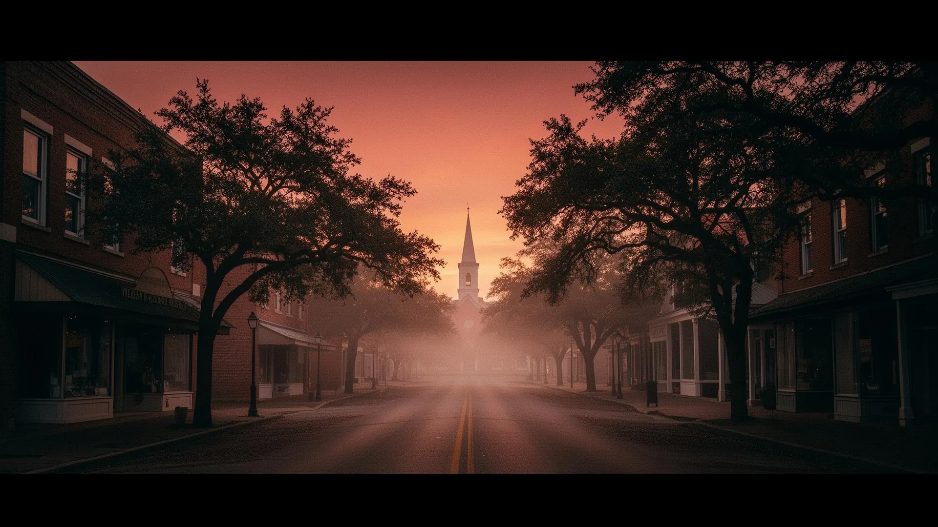 Mid-South small town main street at golden hour — cash home buyer